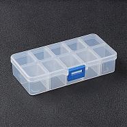 Organizer Storage Plastic Box, Adjustable Dividers Boxes, Rectangle, White, 13.5x7x3cm, compartment: 3x2.5cm, 10 compartment/box(CON-WH0001-02)
