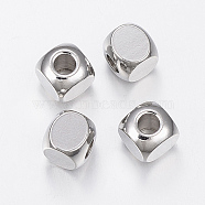 304 Stainless Steel Beads, Cube, Stainless Steel Color, 6x6x6mm, Hole: 3mm(STAS-G170-36P-6mm)