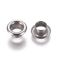 European Style 201 Stainless Steel Eyelet Core, Grommet for Large Hole Beads, Flat Round, Stainless Steel Color, 9x4.5mm, Hole: 5mm(X-STAS-E474-09B-P)
