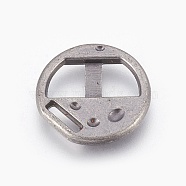 Alloy Clasps, For Leather Cord Bracelets Making, Flat Round, Antique Silver, 17x2mm, Fit for 6mm wide Leather Cord(X-PALLOY-J495-36AS)