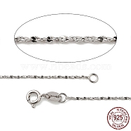 Trendy Rhodium Plated 925 Sterling Silver Chain Necklaces, with Spring Ring Clasps, Thin Chain, Platinum, 18 inch, 1mm(STER-M050-B-19)