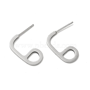 201 Stainless Steel Number 6 Stud Earrings with 304 Stainless Steel Pins for Women, Stainless Steel Color, 20x10x1mm, Pin: 0.8mm(STAS-P319-39P)