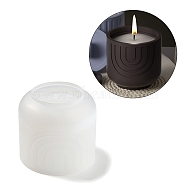 Bohemian Style Arch Pattern Column Shape DIY Candle Cup Silicone Molds, Resin Plaster Cement Casting Molds, White, 8.8x8.1cm, Inner Diameter: 6.6~7.2cm(DIY-K073-05)
