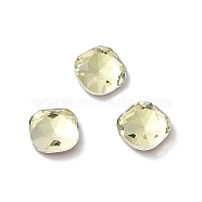 Glass Rhinestone Cabochons, Point Back & Back Plated, Faceted, Square, Jonquil, 5x5x2mm(RGLA-P037-07A-D337)