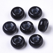 Synthetic Blue Goldstone European Beads, Large Hole Beads, Rondelle, 14x7mm, Hole: 5~6mm(G-S359-072B)