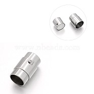 Smooth 304 Stainless Steel Column Locking Tube Magnetic Clasps, Stainless Steel Color, 19x11.5mm, Hole: 9mm(STAS-E089-05H)