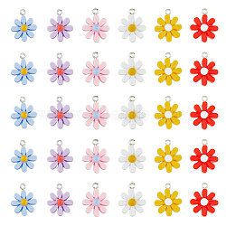 60pcs 6 colors Opaque Resin Pendants, Daisy Flower Charms, Mixed Color, 21x17mm, 10pcs/color(RESI-HY0001-15)