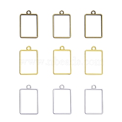 Rack Plating Alloy Rectangle Open Back Bezel Pendants, For DIY UV Resin, Epoxy Resin, Pressed Flower Jewelry, Lead Free & Nickel Free, Mixed Color, 33.5x21x3.5mm, Hole: 3mm, 15pcs/bag(PALLOY-CJ0001-29-FF)