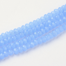 Imitation Jade Glass Beads Strands, Faceted, Rondelle, Cornflower Blue, 3x2mm, Hole: 0.5mm, about 160~165pcs/strand, 15.35 inch~15.75 inch(39~40cm)(GLAA-R135-2mm-38)