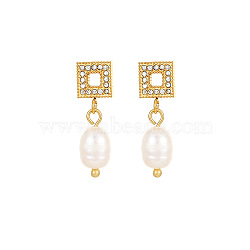 Stainless Steel Earrings with Pearl, Square(NB4152-5)