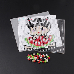 DIY Melty Beads Fuse Beads Sets: Fuse Beads, ABC Plastic Pegboards, Pattern Paper, and Ironing Paper, Girl & Watermelon Pattern, Square, Colorful, 14.7x14.7cm(DIY-S033-032)