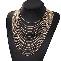 Alloy Box Chain Multi-Layered Necklaces for Women, Light Gold, 14.17~25.20 inch(36~64cm)(FS-WG891B2-01)