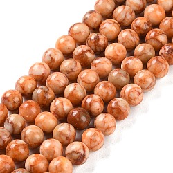 Natural Turquoise Dyed Beads Strands, Round, Orange, 8mm, Hole: 1mm, about 45pcs/strand, 14.96''~15.35''(38~39cm)(TURQ-U001-02B)