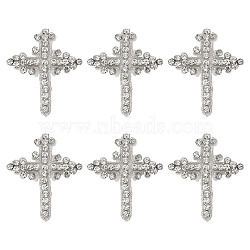 6Pcs Rhinestone Cross Embroidery For Cloth Accessories, White, 80x65x7mm(FIND-HY0003-81B)
