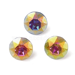 Glass Rhinestone Cabochons, Flat Back & Back Plated, Faceted, Diamond, Mixed Color, 8x5.5mm(RGLA-L029-09B)