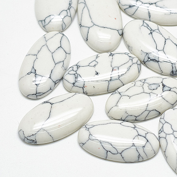 Synthetic Turquoise Cabochons, Oval, White, 20x10x4.5mm