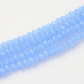 Imitation Jade Glass Beads Strands, Faceted, Rondelle, Cornflower Blue, 3x2mm, Hole: 0.5mm, about 160~165pcs/strand, 15.35 inch~15.75 inch(39~40cm)