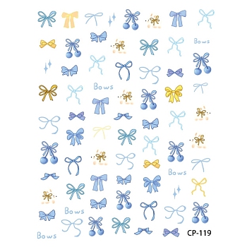 Bowknot Self Adhesive Nail Art Stickers Decals, DIY Nail Art Decoration, Steel Blue, No Size