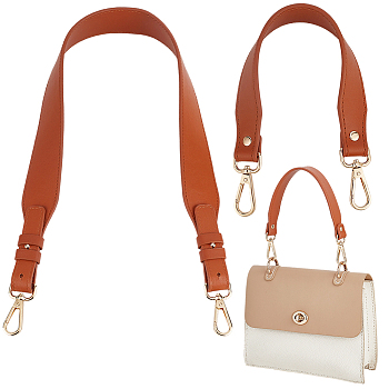 2Pcs 2 Styles PU Leather Bag Handles, with Alloy Lobster Clasp, for Bag Straps Replacement Accessories, Saddle Brown, 36.5~78x3~3.8x0.35~3.5cm