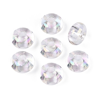 Transparent Acrylic European Beads, Rondelle Large Hole Beads, Clear AB, 14x8mm, Hole: 5mm
