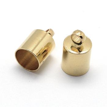 Brass Cord Ends, End Caps, Golden, 10x6mm, Hole: 2mm, Inner Diameter: 5.5mm