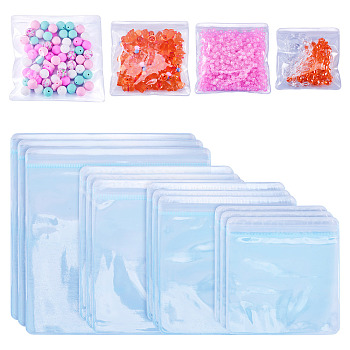 20Pcs 4 Styles Transparent PVC Anti Oxidation Resealable Bags, Transparent Antitarnish Jewelry Packing Storage Pouches, Blue, Square, 10.8~15.1x10.5~15x0.03cm, 5pcs/style