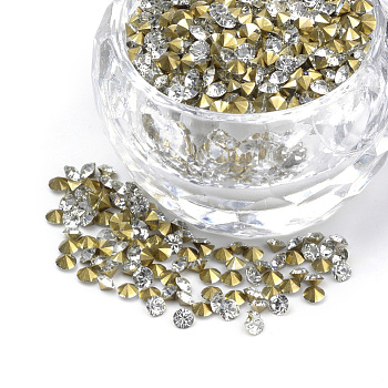 Grade AAA Pointed Back Resin Rhinestones, Diamond Shape, Clear, 3mm, about 14400pcs/bag