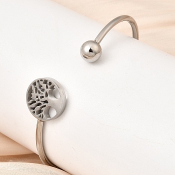 304 Stainless Steel Cuff Bangles for Women, Stainless Steel Color, Inner Diameter: 2.38 inch(6.05cm)x2.07 inch(5.25cm)