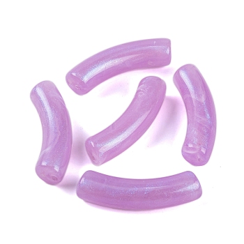 Acrylic Bead, with Glitter Powder, Tube, Medium Purple, 33x11x8mm, Hole: 2mm, 279pcs/500g