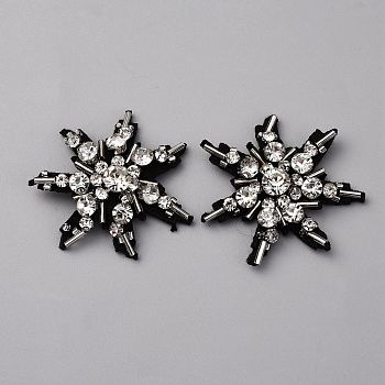 Glass Crystal Rhinestone Sew on Cloth Patches, Garment Accessories, Star, Black, 50x47x8mm