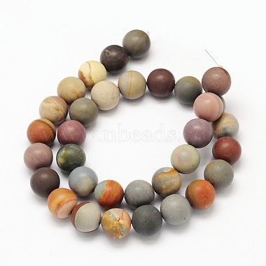 Frosted Round Natural Polychrome Agate Beads Strands(G-N0166-67-6mm)-3