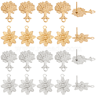 Platinum & Golden Mixed Shapes 304 Stainless Steel Stud Earring Findings