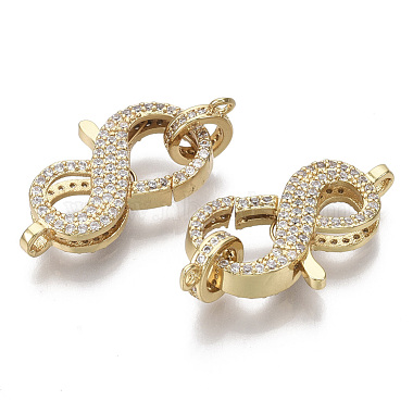 Real 16K Gold Plated Clear Number Brass+Cubic Zirconia Lobster Claw Clasps