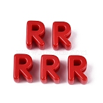 Opaque Acrylic European Beads, Large Hole Beads, Letter R, Crimson, 20.5x14.5x13.5mm, Hole: 6mm, about 167pcs/500g(OACR-M027-01R-01)