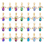 28Pcs 7 Colors Glass & Acrylic Pendant Decorations, with Alloy Lobster Claw Clasps, Golden, Mixed Color, 35mm, 2pcs/style(HJEW-FH00134)