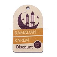 Ramadan Theme Wood Pendants, with Masjid Pattern, Half Oval, PeachPuff, 67x42x2mm, Hole: 5mm(WOOD-C011-06B)
