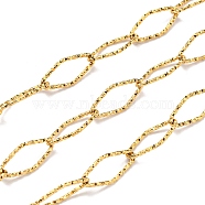304 Stainless Steel Rhombus Link Chains, Soldered, with Spool, Real 18K Gold Plated, 15x7x1mm, 10m/roll(CHS-C009-06G)