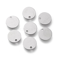 304 Stainless Steel Charms, Laser Cut, Stamping Blank Tag, Flat Round, Stainless Steel Color, 8x0.4mm, Hole: 1mm(STAS-K195-12P-02)