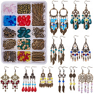 DIY Earring Making, Alloy Chandelier Components, Glass Beads and Brass Earring Hooks, Mixed Color, 140x108x30mm(DIY-SC0006-78)