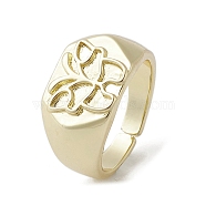 Brass Adjustable Rings, Butterfly, Real 18K Gold Plated, US Size 7 3/4(17.9mm)(RJEW-K257-70G)