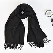 Women's Long Plaid Polyester Imitation Cashmere Tassels Scarf, Winter/Fall Warm Large Soft Tartan Shawls Wraps, Black, 2000x650mm(COHT-PW0001-34-06)