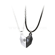 2Pcs 2 Style Couple Necklaces Set, Alloy Magnetic Matching Splite Heart Pendants Necklace for Valentine's Day, Electrophoresis Black, 17.72 inch(45cm), 1Pc/style(VALE-PW0001-015EB)