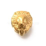 Ion Plating(IP) 304 Stainless Steel European Beads, Large Hole Beads, Lion Head, Real 18K Gold Plated, 13.5x11.5x11.5mm, Hole: 4.5mm(STAS-I321-50G)