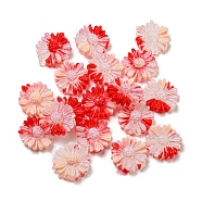 Luminous Transparent Resin Decoden Cabochons, Glow in the Dark Flower with Glitter Powder, Red, 10.5x4.5mm(RESI-D013-06C)
