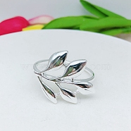 Alloy Napkin Rings, Napkin Holder Adornment, Restaurant Daily Accessiroes, Leaf, Platinum, 41mm, Leaf: 33x41mm(AJEW-WH0140-34)