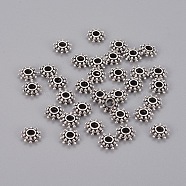 Tibetan Style Spacer Beads, Flower, Antique Silver, Lead Free & Cadmium Free & Nickel Free, 9x3mm, Hole: 2.5mm(LFH10384Y-NF)