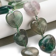 Natural Fluorite Beads Strands, Heart, with Seed Beads, 19~19.5x20x10mm, Hole: 1.5mm, about 17pcs/strand, 15.75 inch(40cm)(G-C150-A16-01)