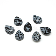 Natural Snowflake Obsidian Gemstone Cabochons, teardrop, 14x10x4.5mm(G-T024-10x14mm-02)