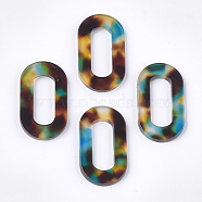 Cellulose Acetate(Resin) Linking Rings, Leopard Print, Oval, Colorful, 30x17x2.5mm, Inner Measure: 19x7mm(KY-T011-02A-02)
