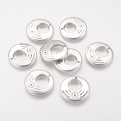CCB Plastic Pendants, Flat Round, Antique Silver, 30x5mm, Hole: 1mm(CCB-P004-22AS)